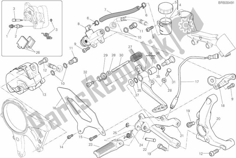 Wszystkie części do Freno Posteriore Ducati Superbike 1299 ABS USA 2016